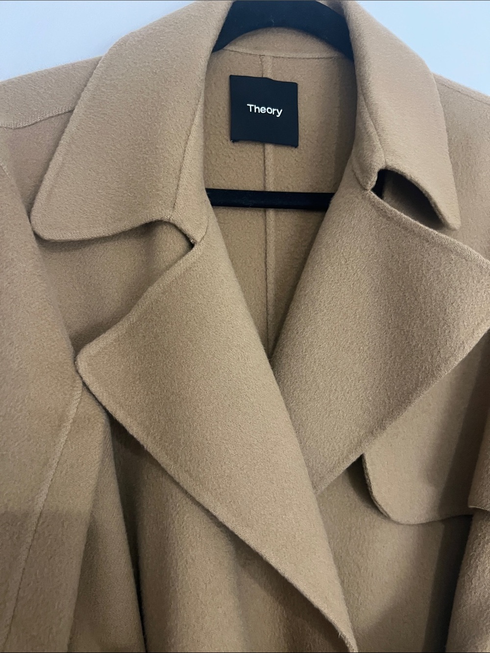 Theory Camel Belted Wool Trench Coat - Picture 2 of 5